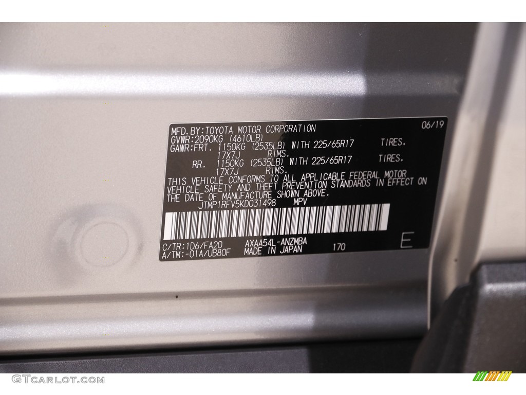 2019 RAV4 XLE - Silver Sky Metallic / Black photo #20