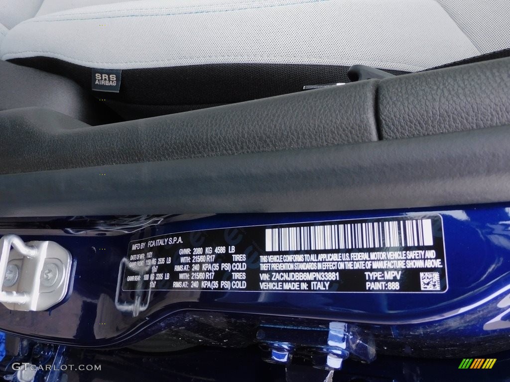 2021 Renegade Latitude 4x4 - Jetset Blue / Black/Ski Gray photo #20