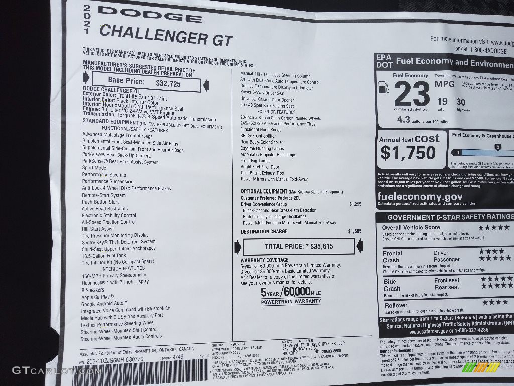 2021 Challenger GT - Frostbite / Black photo #24