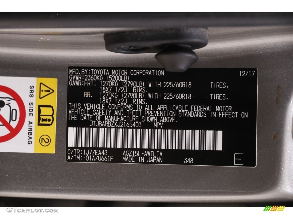 2018 Lexus NX 300 AWD Color Code Photos
