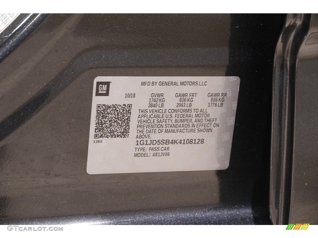 2019 Sonic LT Sedan - Nightfall Gray Metallic / Jet Black photo #18