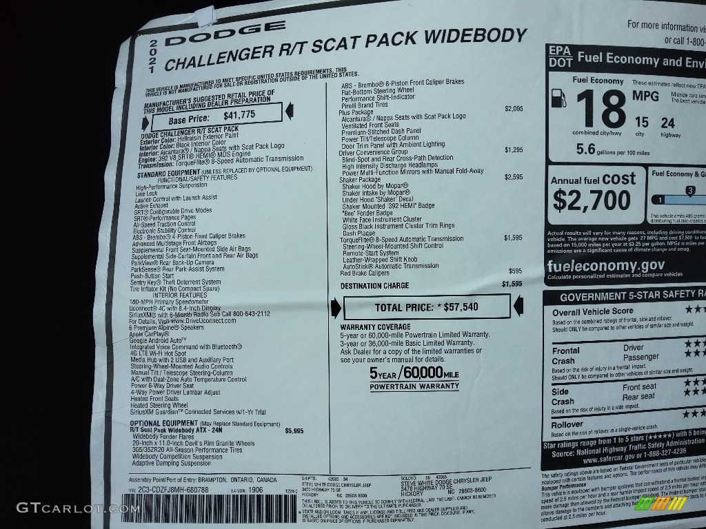 2021 Challenger R/T Scat Pack Widebody - Hellraisin / Black photo #26