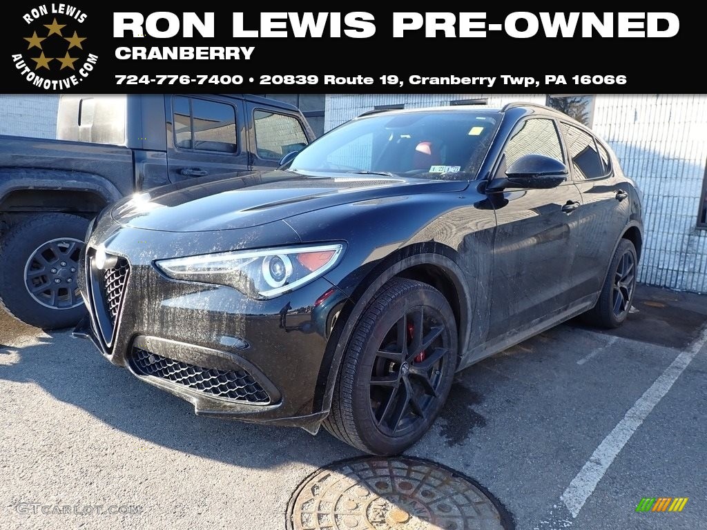 2019 Stelvio Ti Sport AWD - Volcano Black Metallic / Red photo #1