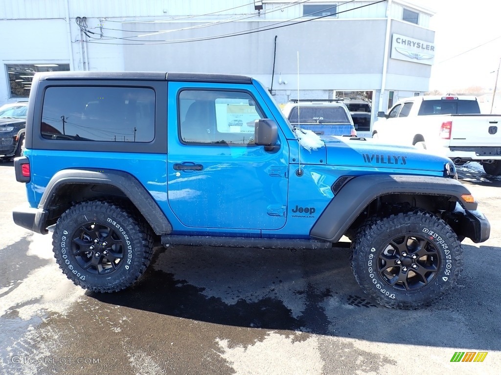 Hydro Blue Pearl 2022 Jeep Wrangler Willys 4x4 Exterior Photo #143695893