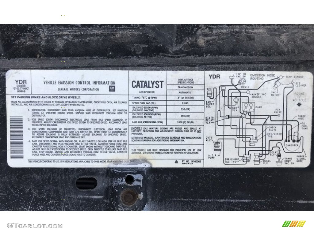 1986 Chevrolet C/K K10 Custom Deluxe Regular Cab 4x4 Info Tag Photo #143697084