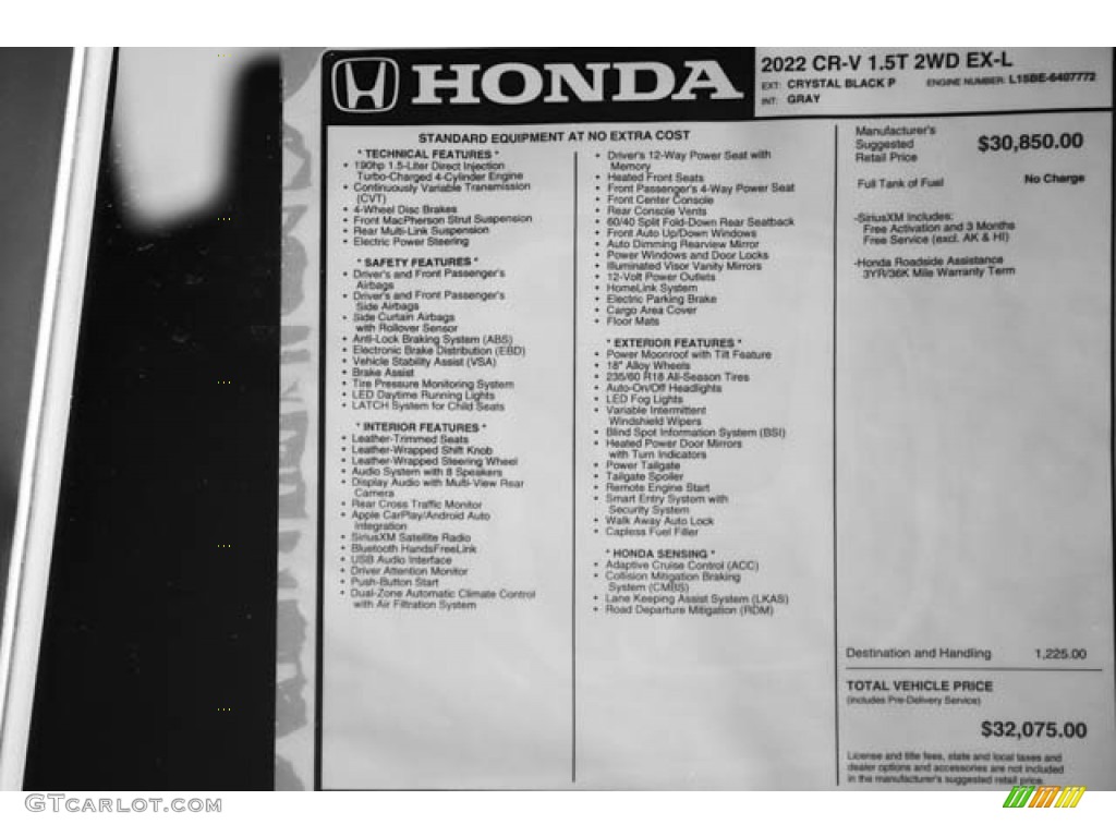 2022 Honda CR-V EX-L Window Sticker Photo #143701104