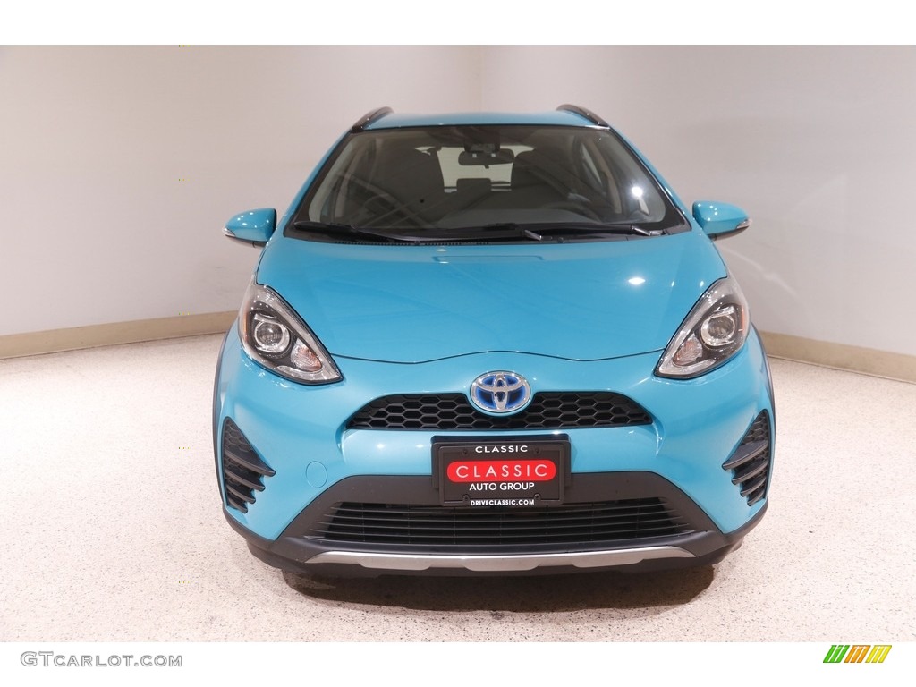 2018 Prius c Three - Tide Pool Pearl / Blue/Dark Gray Two-Tone photo #2