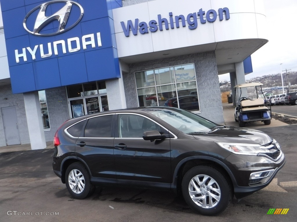 2015 CR-V EX AWD - Kona Coffee Metallic / Black photo #2