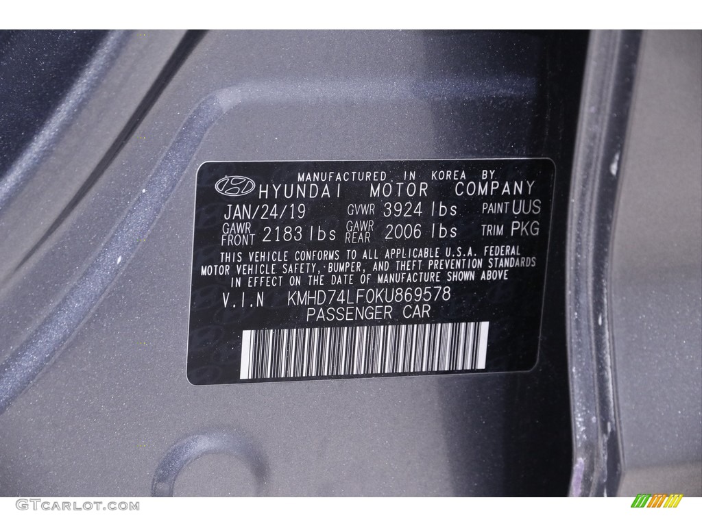 2019 Elantra SE - Symphony Silver / Gray photo #19