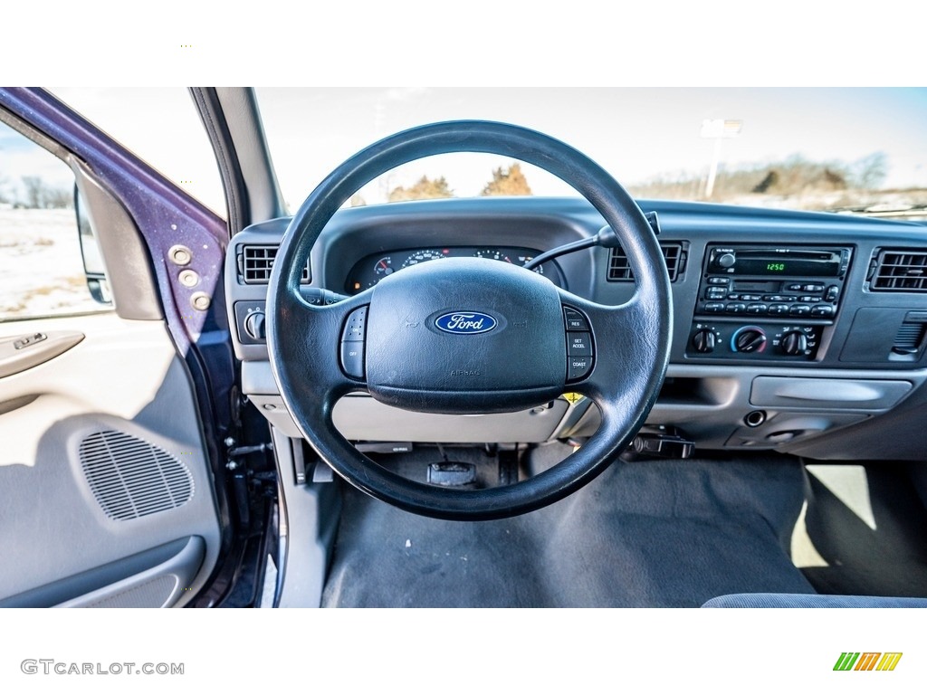 2002 Ford F250 Super Duty Lariat Crew Cab Medium Flint Steering Wheel Photo #143712031