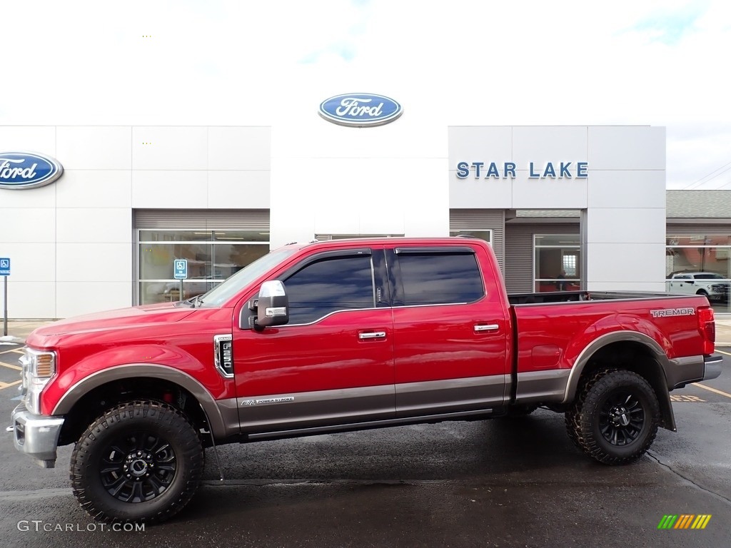 2021 F250 Super Duty King Ranch Crew Cab 4x4 - Rapid Red Metallic / Kingsville Antique/Java photo #1