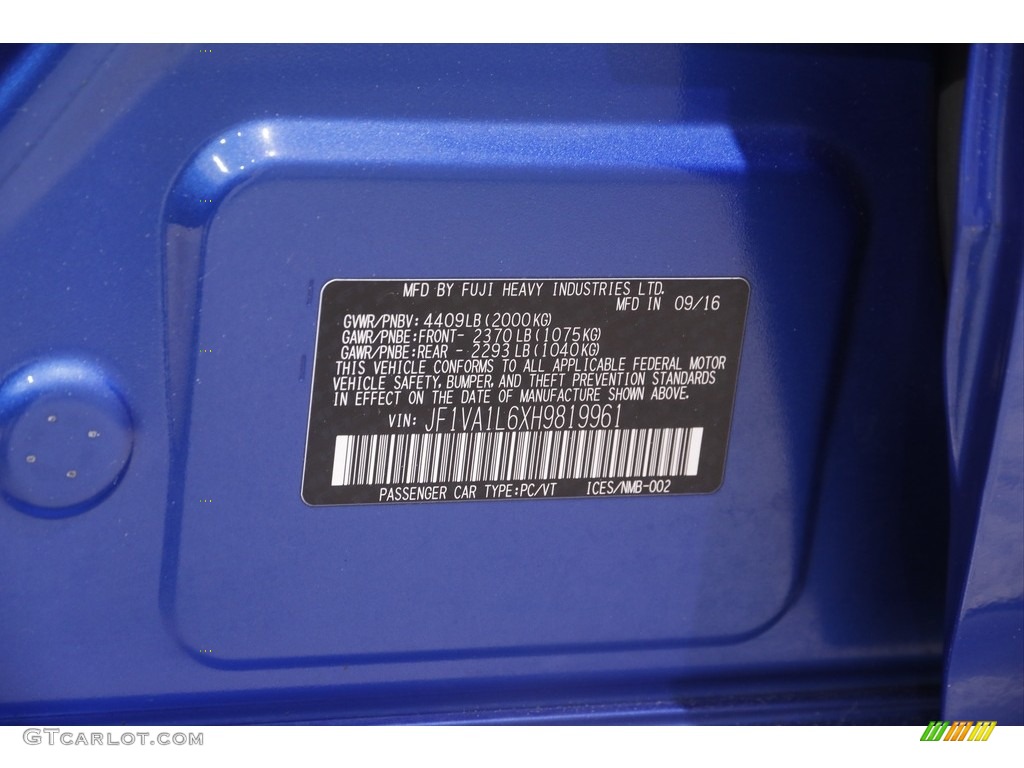 2017 WRX Limited - WR Blue Pearl / Carbon Black photo #25