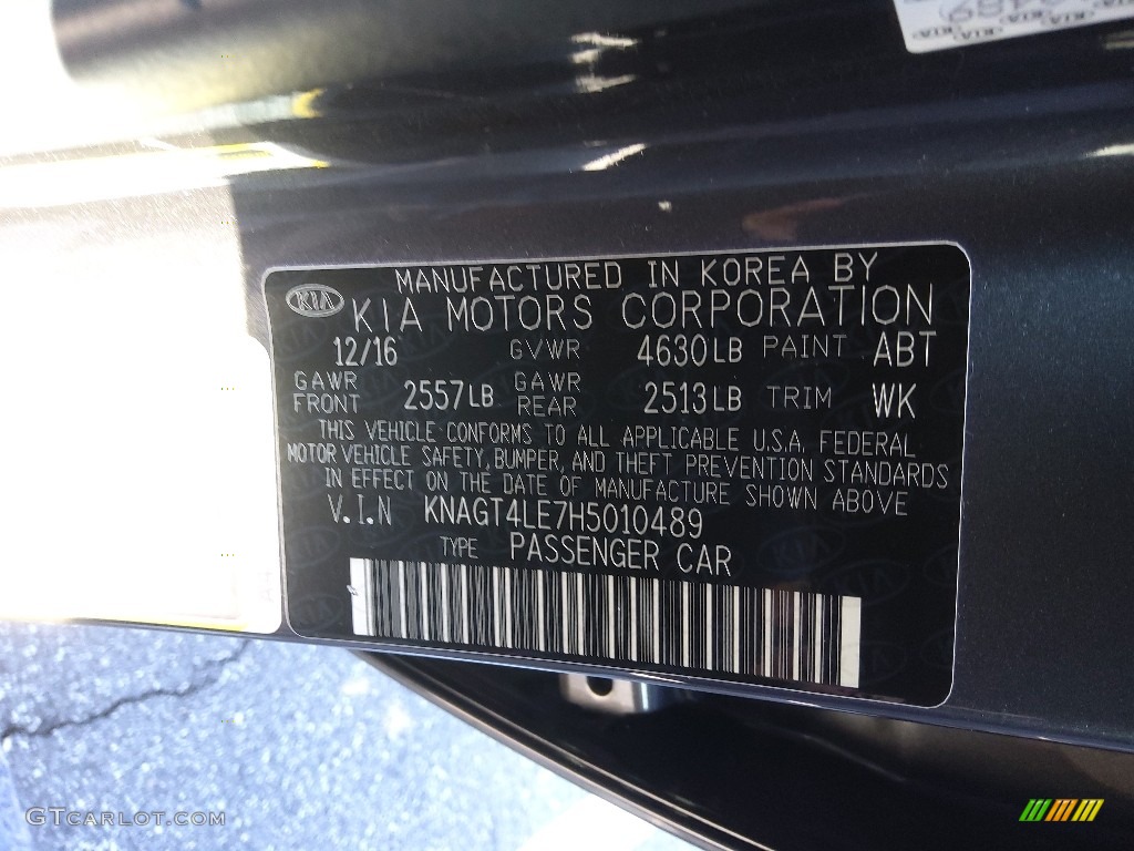 2017 Kia Optima Hybrid Color Code Photos