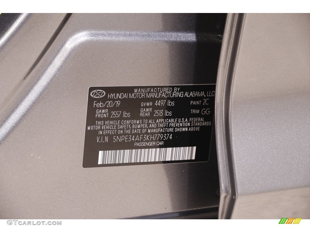 2019 Sonata SEL - Machine Gray / Gray photo #19