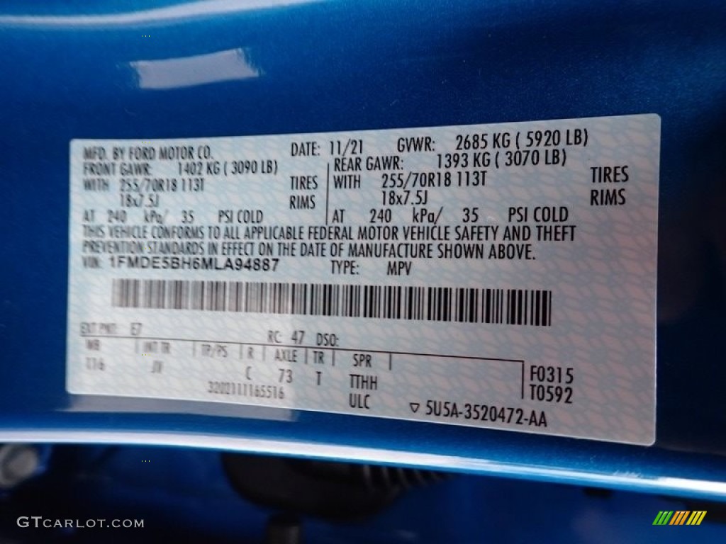 2021 Ford Bronco Outer Banks 4x4 4-Door Color Code Photos
