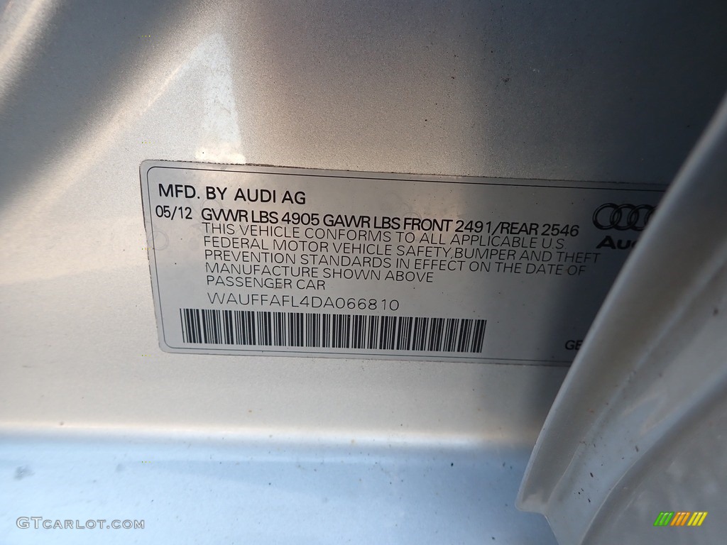 2013 A4 2.0T quattro Sedan - Ice Silver Metallic / Velvet Beige/Black photo #14