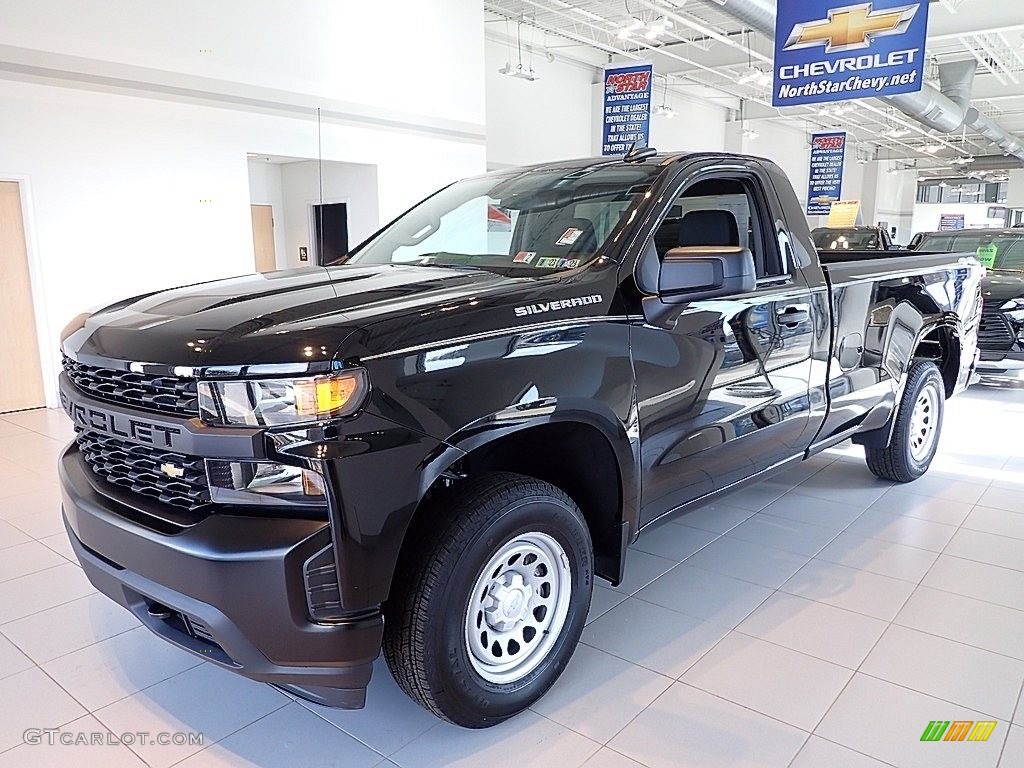 Black 2021 Chevrolet Silverado 1500 WT Regular Cab 4x4 Exterior Photo #143741092