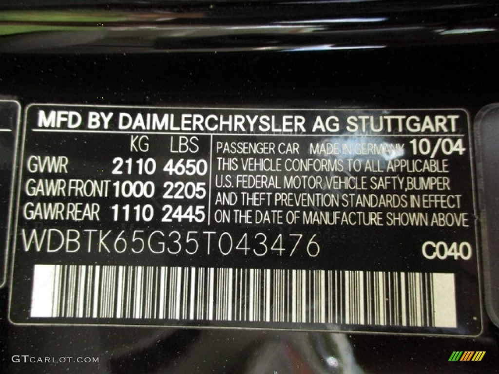 2005 CLK Color Code 040 for Black Photo #143744882