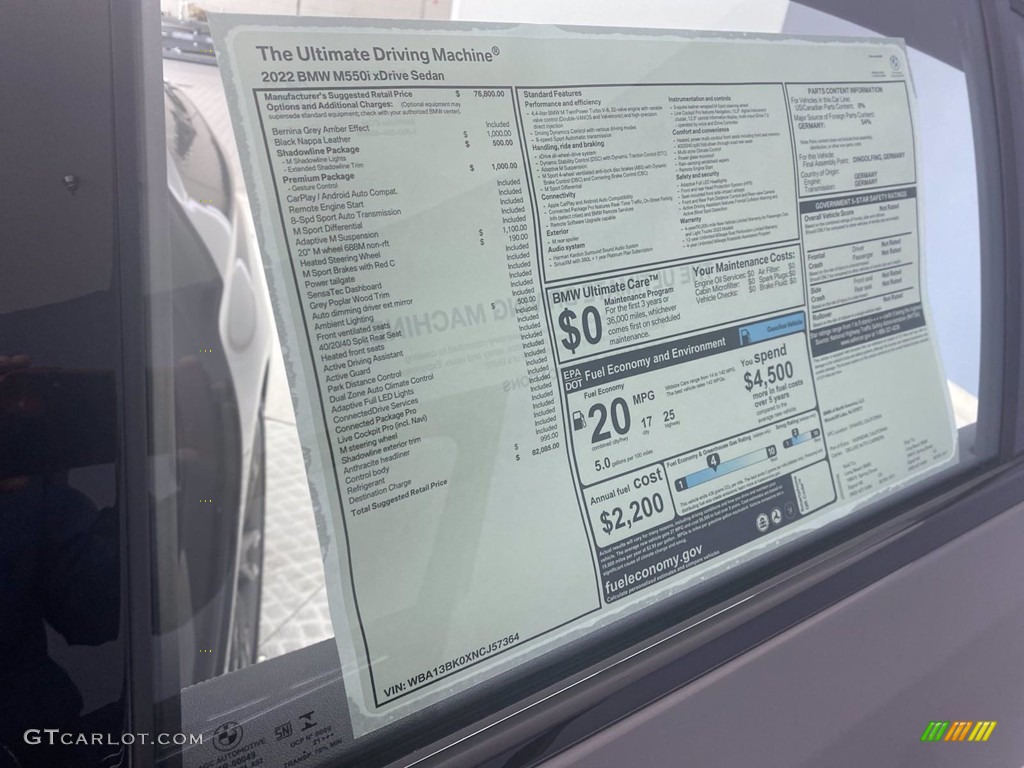 2022 BMW 5 Series M550i xDrive Sedan Window Sticker Photos