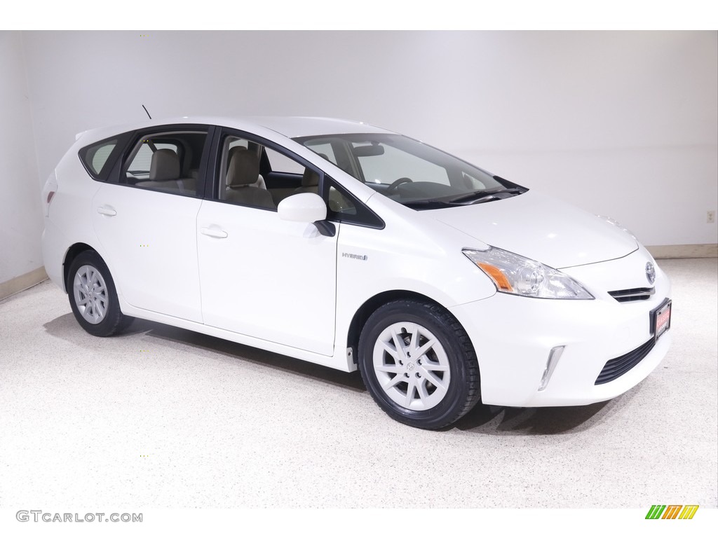 2012 Prius v Three Hybrid - Blizzard White Pearl / Bisque photo #1