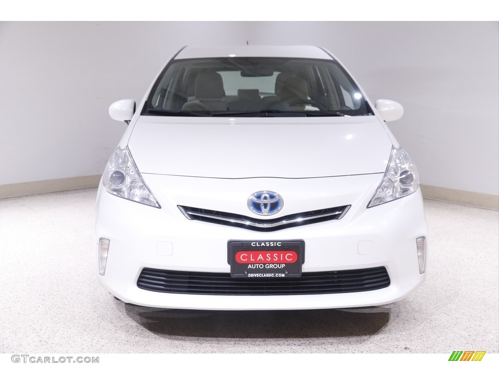 2012 Prius v Three Hybrid - Blizzard White Pearl / Bisque photo #2