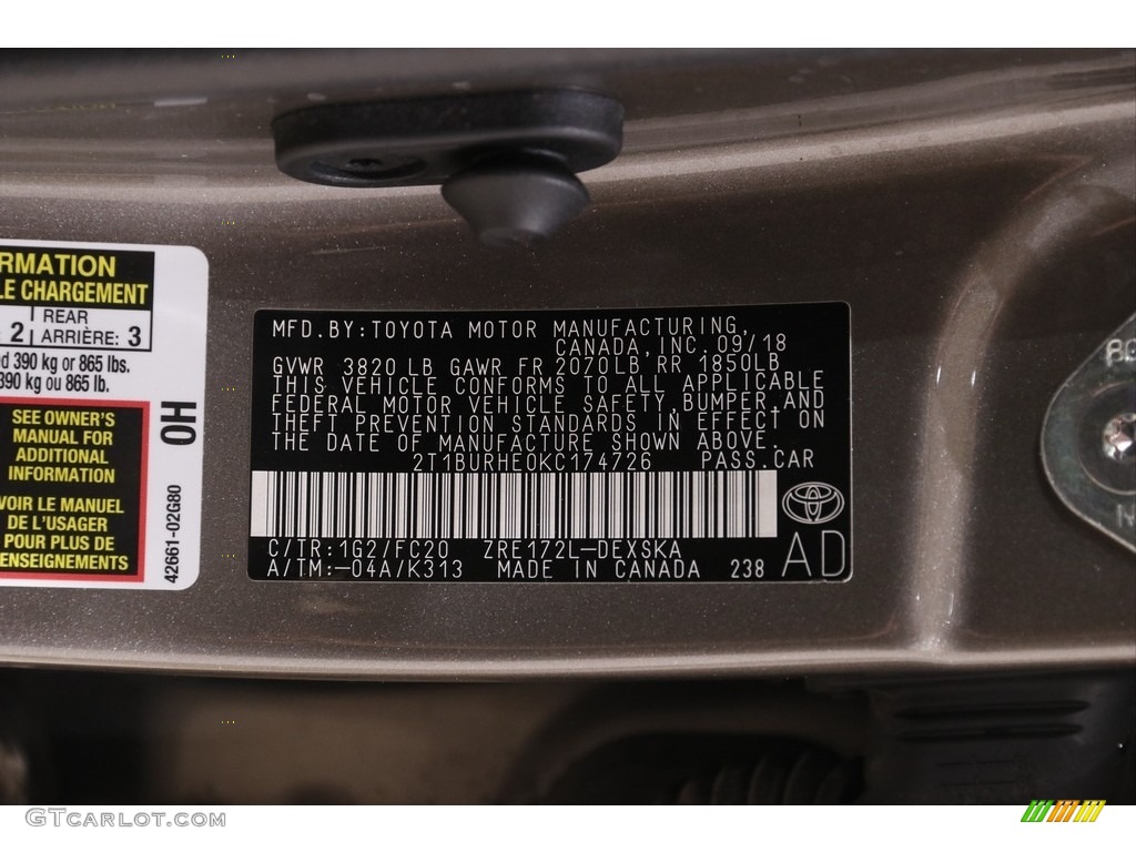 2019 Corolla SE - Falcon Gray metallic / Black photo #20