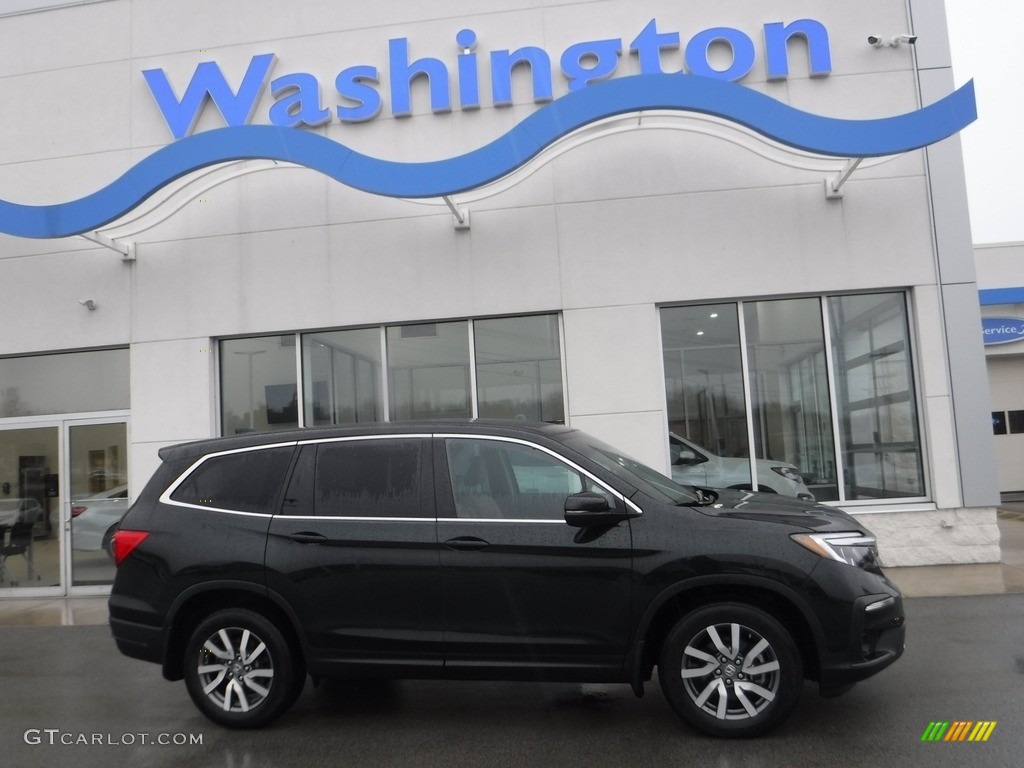 2019 Pilot EX-L AWD - Black Forest Pearl / Beige photo #2