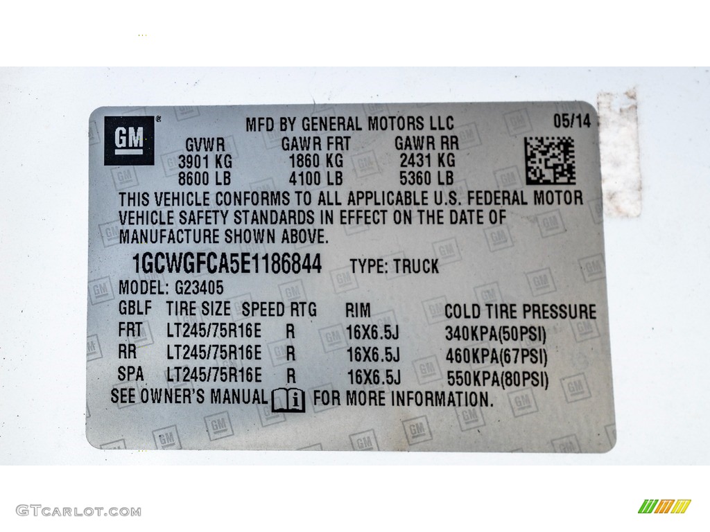 2014 Express 2500 Cargo WT - Summit White / Medium Pewter photo #29