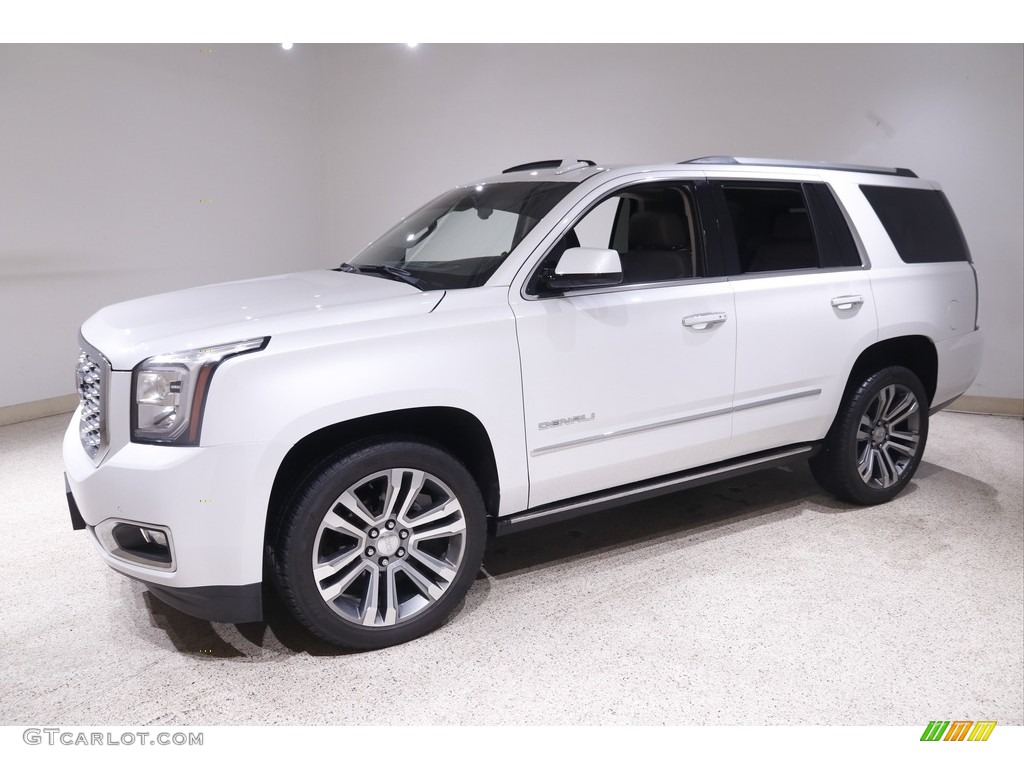 2018 Yukon Denali 4WD - White Frost Tricoat / Cocoa/Dark Atmosphere photo #3