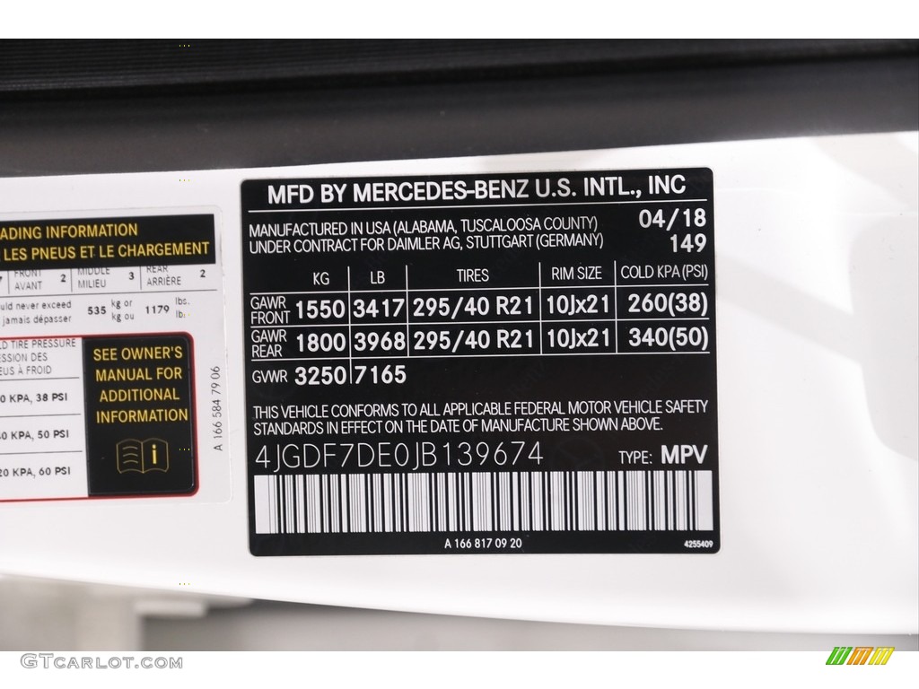 2018 GLS Color Code 149 for Polar White Photo #143767517
