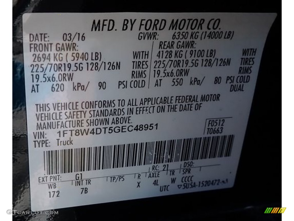2016 Ford F450 Super Duty Platinum Crew Cab 4x4 Color Code Photos