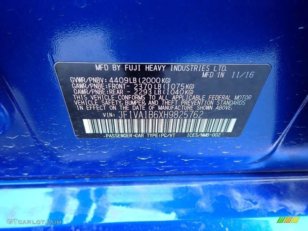 2017 WRX  - WR Blue Pearl / Carbon Black photo #15