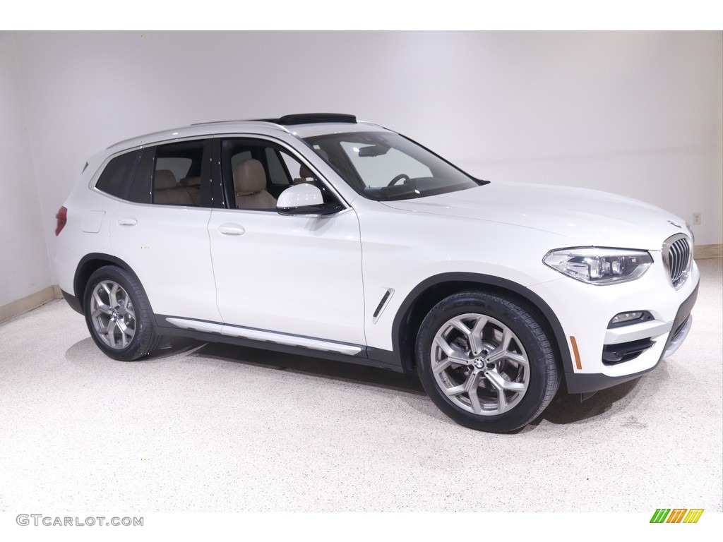 2021 X3 xDrive30e - Mineral White Metallic / Canberra Beige/Black photo #1