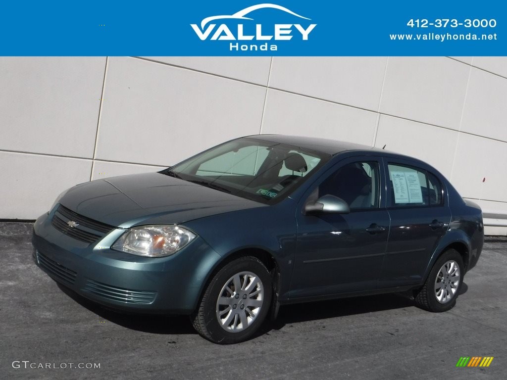 2009 Cobalt LT Sedan - Silver Moss Metallic / Ebony photo #1