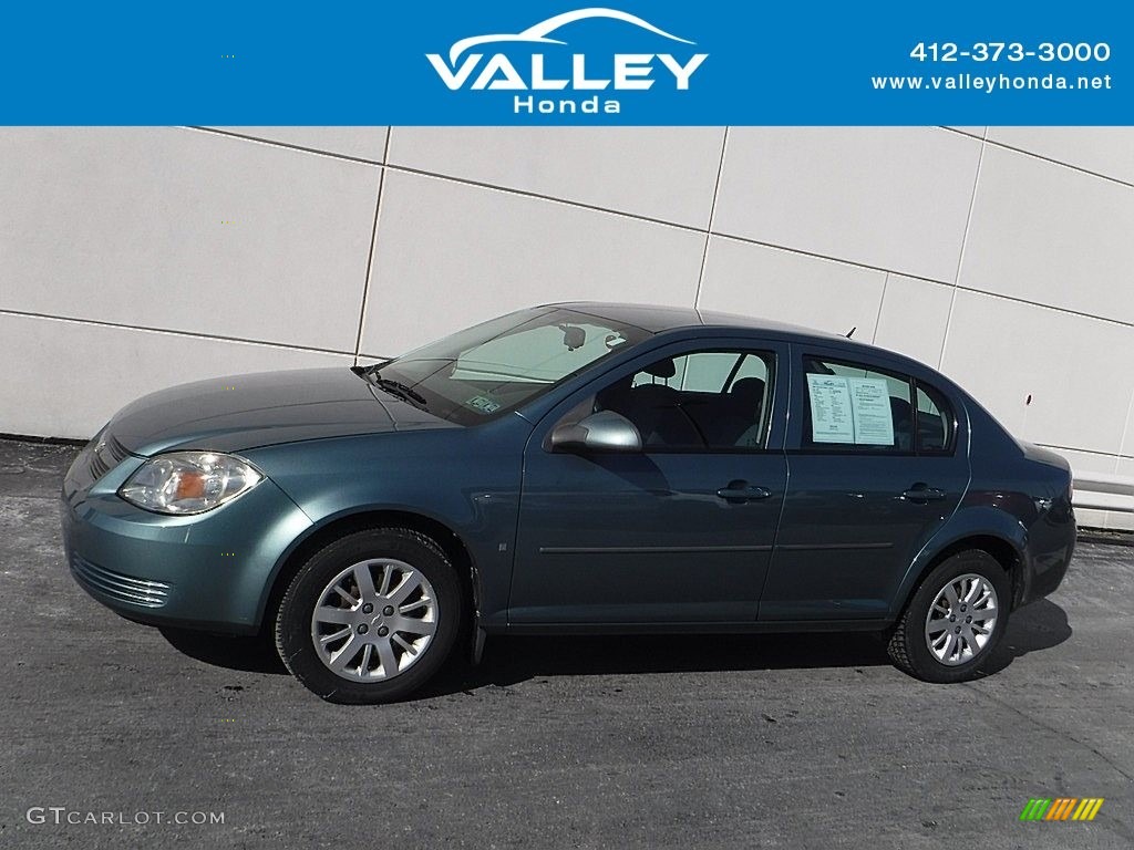 2009 Cobalt LT Sedan - Silver Moss Metallic / Ebony photo #2