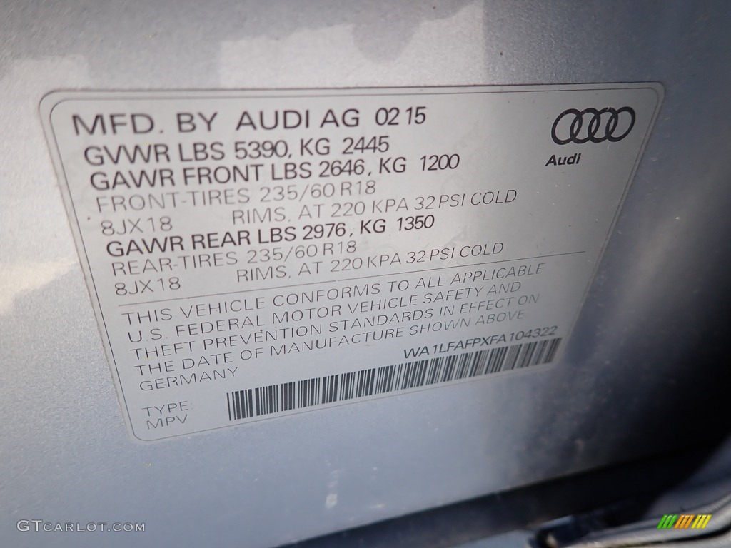 2015 Q5 2.0 TFSI Premium Plus quattro - Florett Silver Metallic / Titanium Gray photo #23