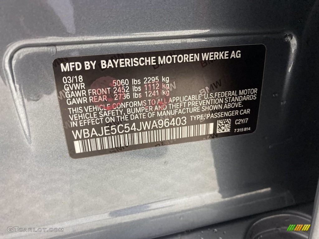 2018 5 Series 540i Sedan - Bluestone Metallic / Black photo #37