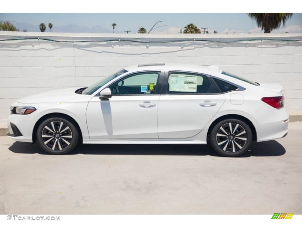 Platinum White Pearl 2022 Honda Civic EX Sedan Exterior Photo #143801648