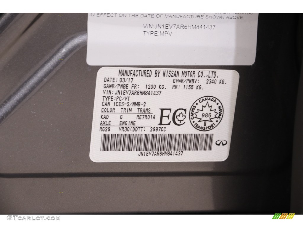 2017 Q50 Color Code KAD for Graphite Shadow Photo #143804531