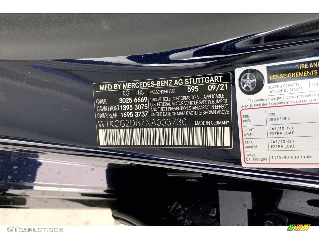 2022 EQS Color Code 595 for Nautical Blue Metallic Photo #143806312