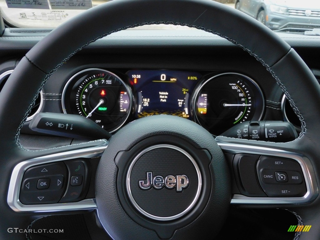 2022 Jeep Wrangler Unlimited Sahara 4XE Hybrid Black Steering Wheel Photo #143806861