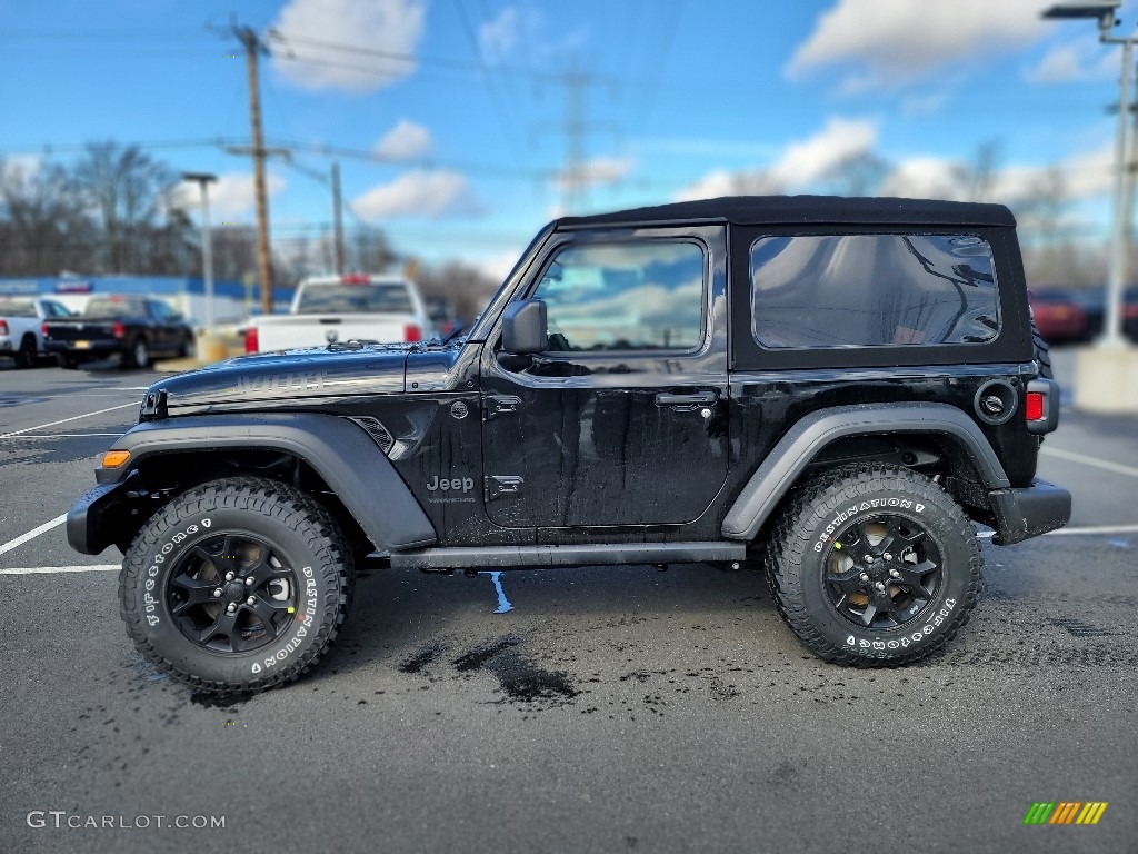 Black 2022 Jeep Wrangler Willys 4x4 Exterior Photo #143807086