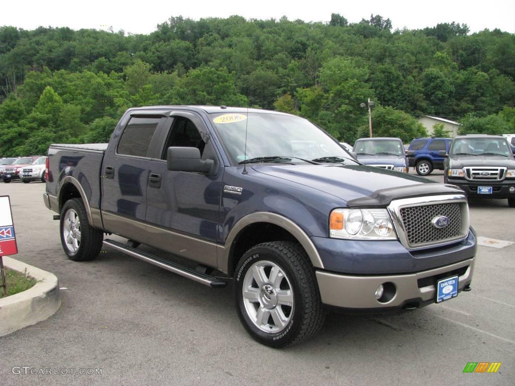 2006 F150 Lariat SuperCrew 4x4 - Medium Wedgewood Blue Metallic / Black photo #5