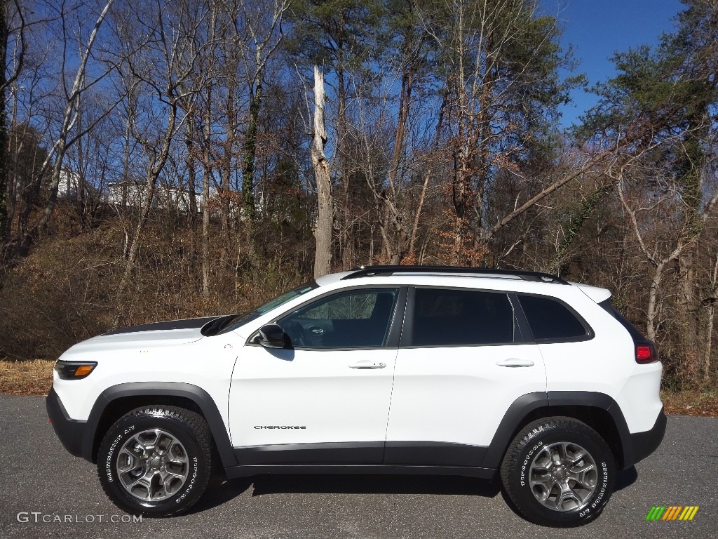 Bright White 2022 Jeep Cherokee Trailhawk 4x4 Exterior Photo #143820396