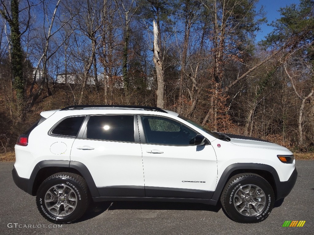 Bright White 2022 Jeep Cherokee Trailhawk 4x4 Exterior Photo #143820486