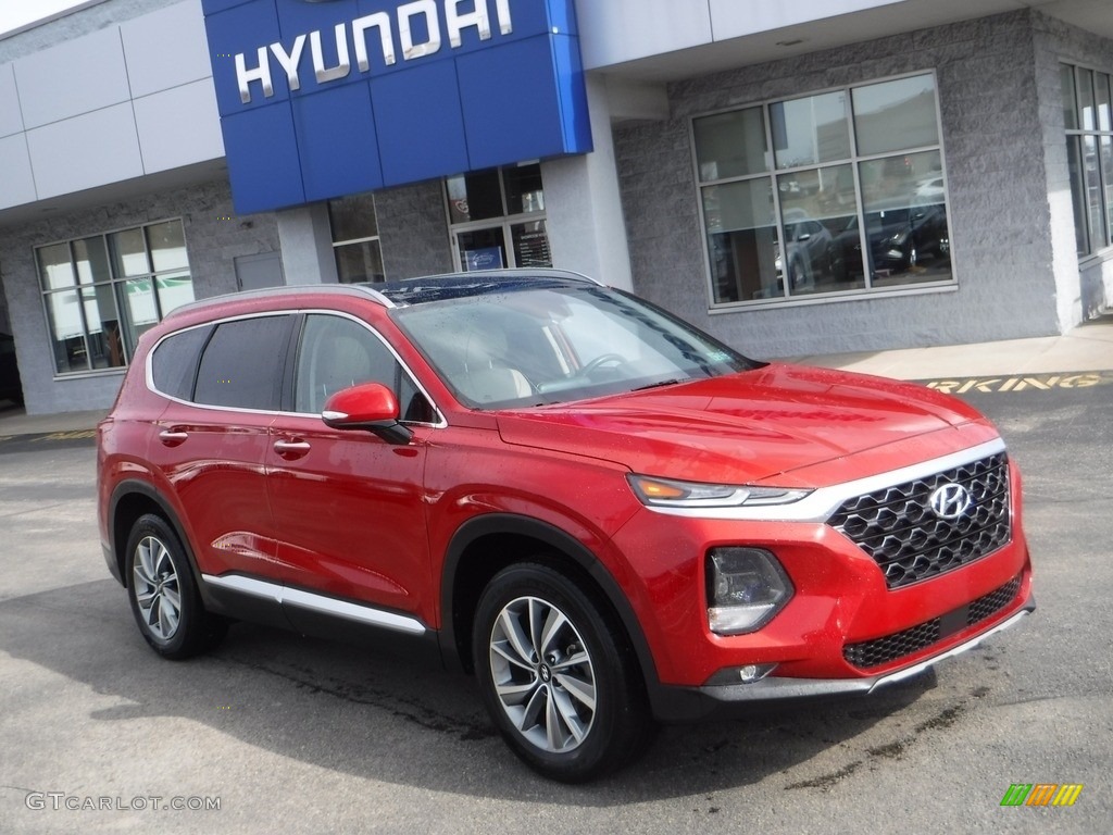 2019 Santa Fe Limited AWD - Scarlet Red / Black/Beige photo #1