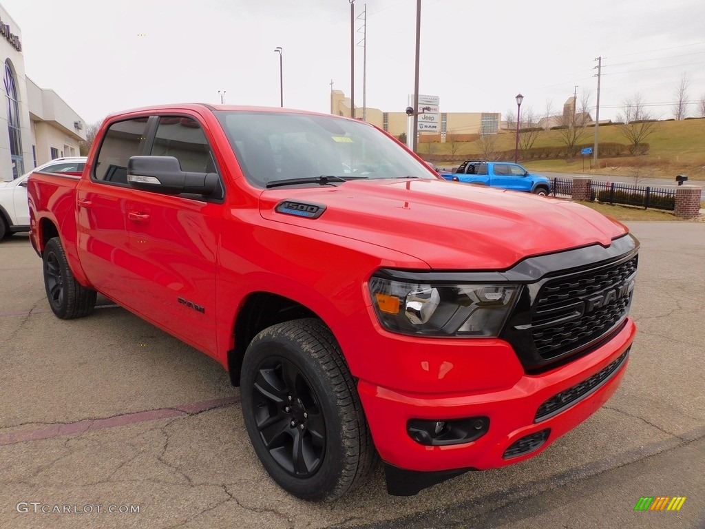 Flame Red 2022 Ram 1500 Big Horn Night Edition Crew Cab 4x4 Exterior Photo #143832121