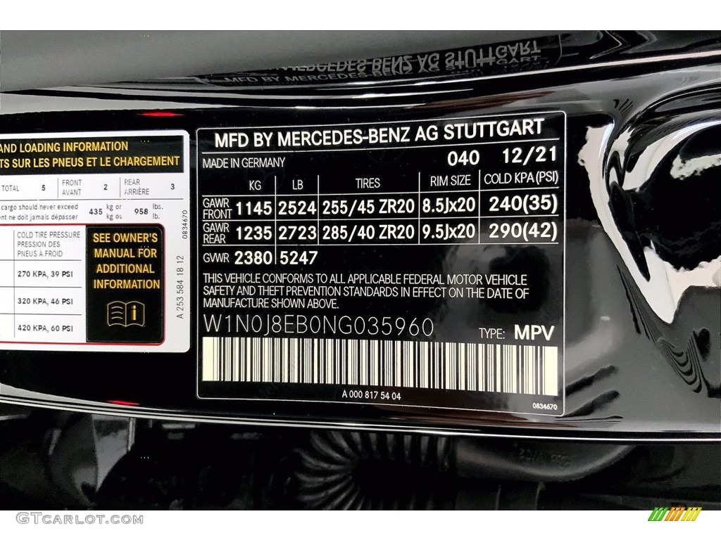 2022 GLC Color Code 040 for Black Photo #143833894