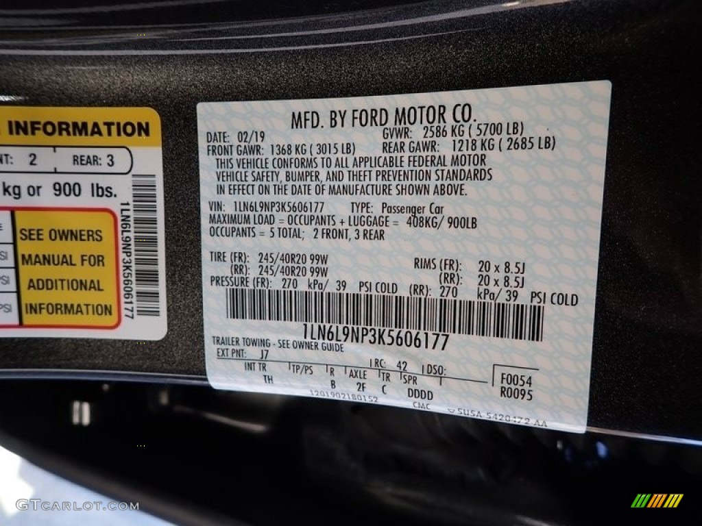 2019 Continental Color Code J7 for Magnetic Gray Metallic Photo #143838752