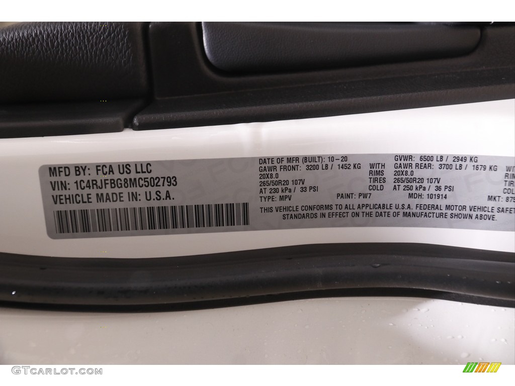 2021 Grand Cherokee Limited 4x4 - Bright White / Black photo #23